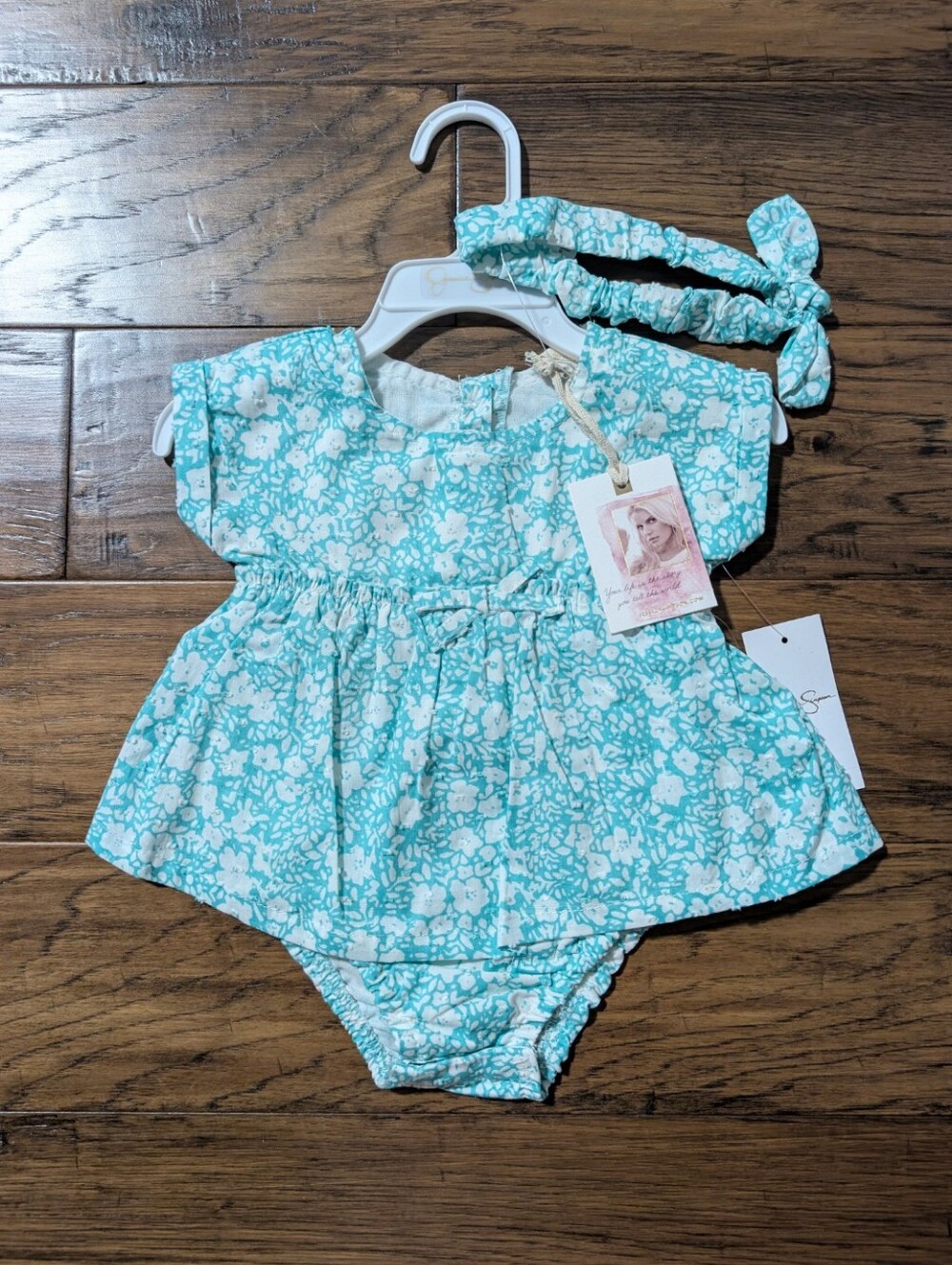 New Jessica Simpson baby dress aqua size 3-6 months